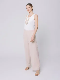 Pantaloni palazzo in doppio strato di chiffon