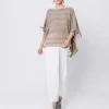 Poncho in maglia con frange