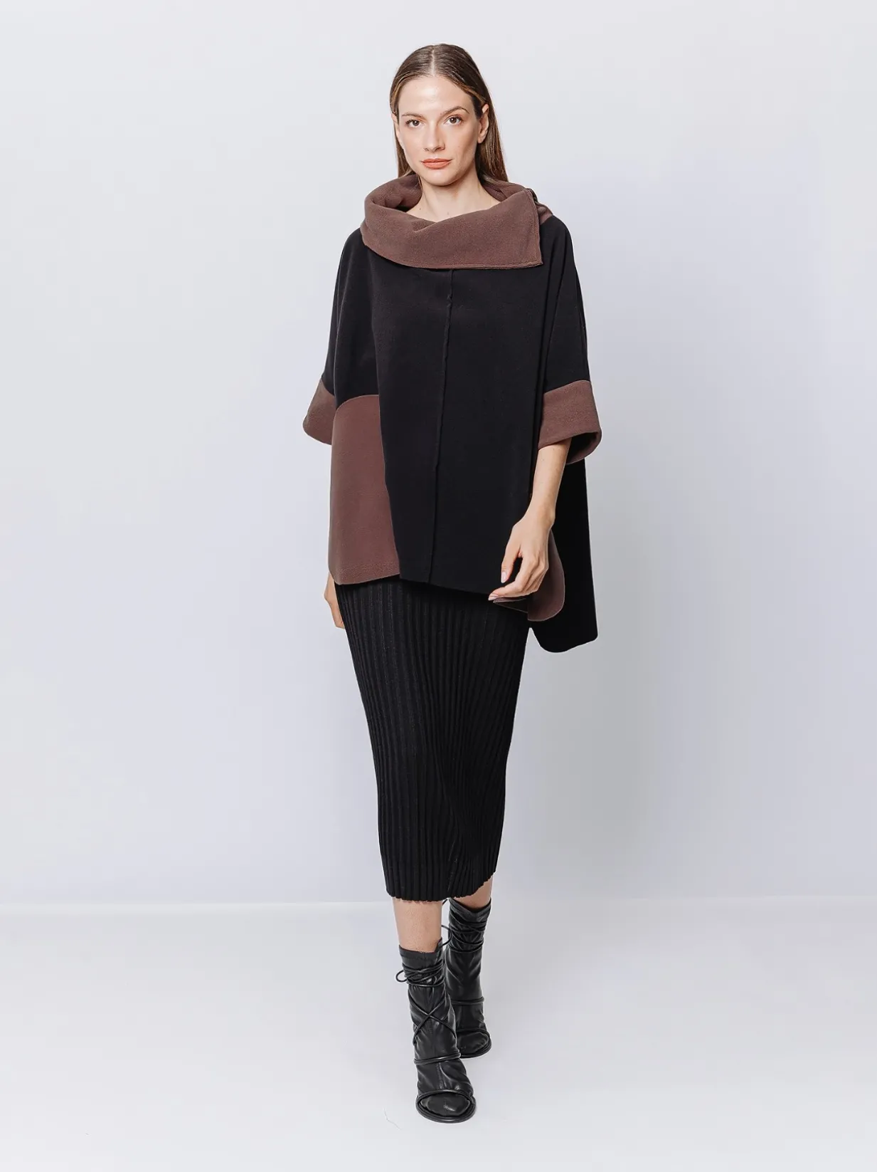 Poncho in pile Bicolore