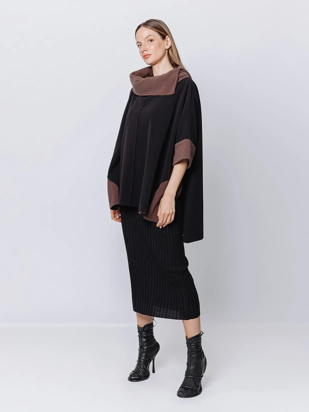 Poncho in pile Bicolore