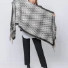 Sciarpa Jacquard con Motivo Geometrico e Frange