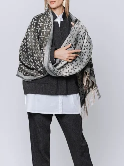 Sciarpa Jacquard con Motivo Geometrico e Frange