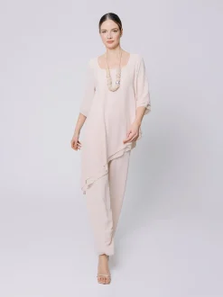 T-shirt asimmetrica in chiffon