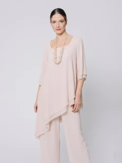 T-shirt asimmetrica in chiffon