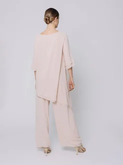 T-shirt asimmetrica in chiffon
