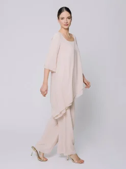T-shirt asimmetrica in chiffon