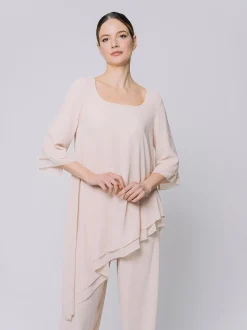 T-shirt asimmetrica in chiffon