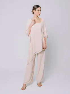 T-shirt asimmetrica in chiffon