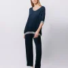 T-shirt con inserto rigato