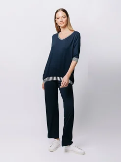 T-shirt con inserto rigato
