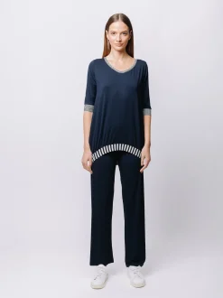 T-shirt con inserto rigato