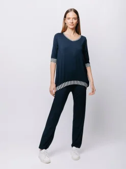 T-shirt con inserto rigato