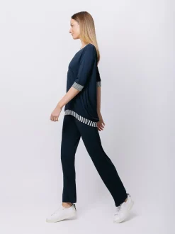 T-shirt con inserto rigato