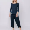 T-shirt con inserto stampa BLUE FOLIAGE