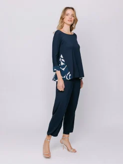 T-shirt con inserto stampa BLUE FOLIAGE