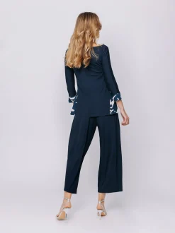 T-shirt con inserto stampa BLUE FOLIAGE