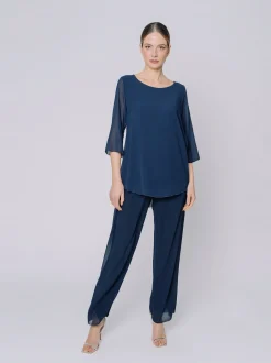 T-shirt in chiffon foderata