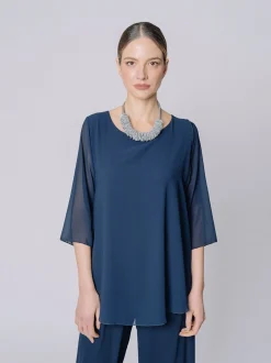 T-shirt in chiffon foderata