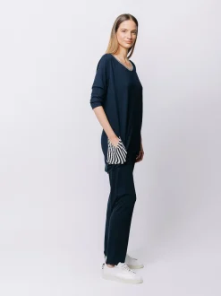 T-shirt over a ovetto con inserto rigato