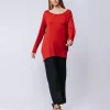 T-shirt ovetto maniche lunghe ROSSO FUOCO