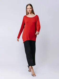T-shirt ovetto maniche lunghe ROSSO FUOCO
