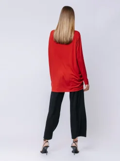 T-shirt ovetto maniche lunghe ROSSO FUOCO