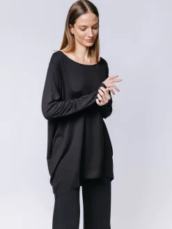 T-shirt ovetto maniche lunghe ROSSO FUOCO