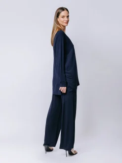 T-shirt ovetto maniche lunghe BLU CINA